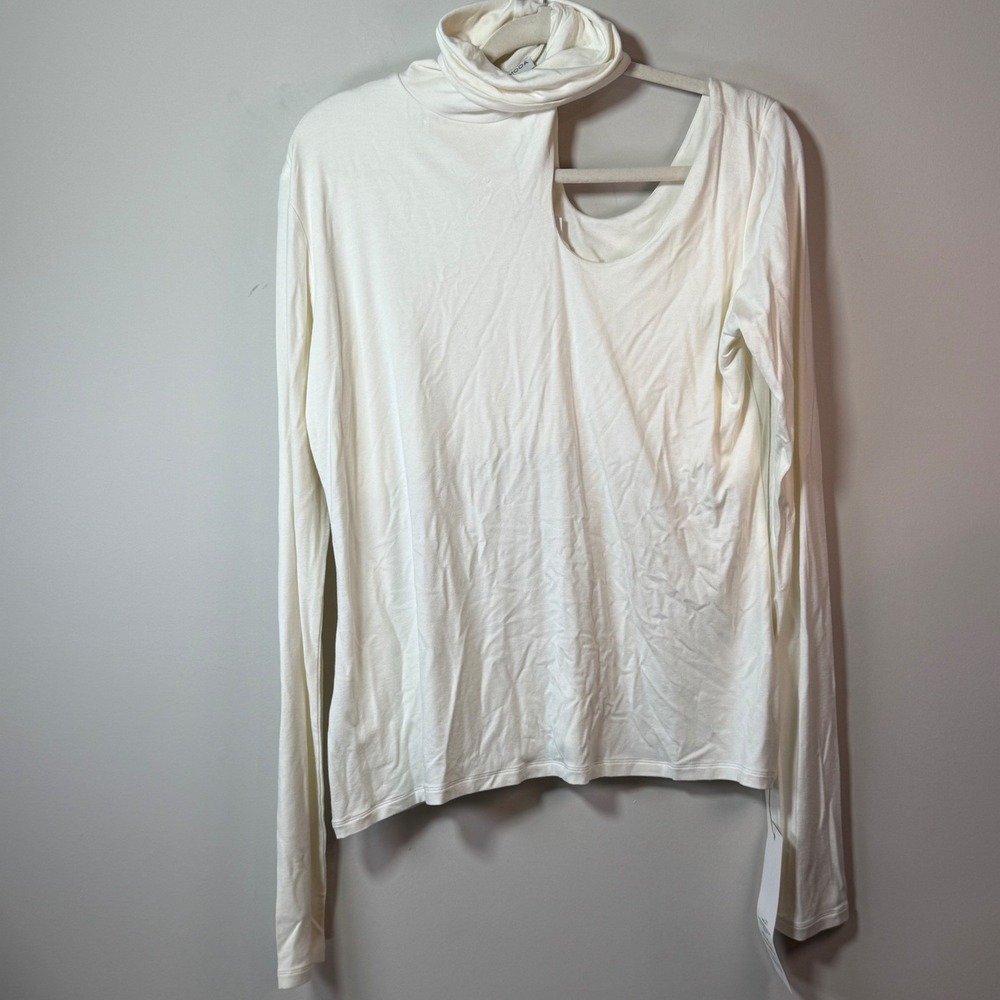 NWT MarcellaModa Cutout Turtleneck Top Women XXL Off-White Modest Chic Quiet Lux
